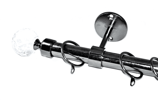 19mm Graphite Black Nickel Ceiling Curtain Pole Crystal Ball Finials