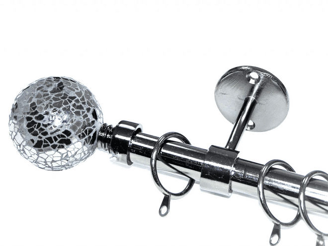 19mm Graphite Black Nickel Ceiling Curtain Pole Mosaic Ball Finials