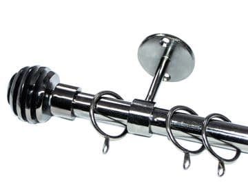 19mm Graphite Black Nickel Ceiling Curtain Pole Sliced Ball Finials