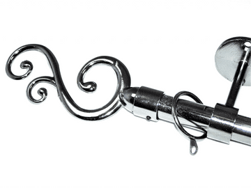 19mm Graphite Black Nickel Ceiling Curtain Pole Swirl Finials