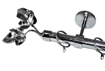 19mm Graphite Black Nickel Ceiling Curtain Pole Twin Leaf Finials