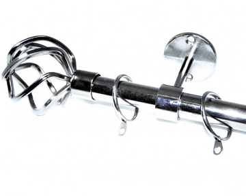 19mm Graphite Black Nickel Ceiling Curtain Pole Twisted Cage Finials