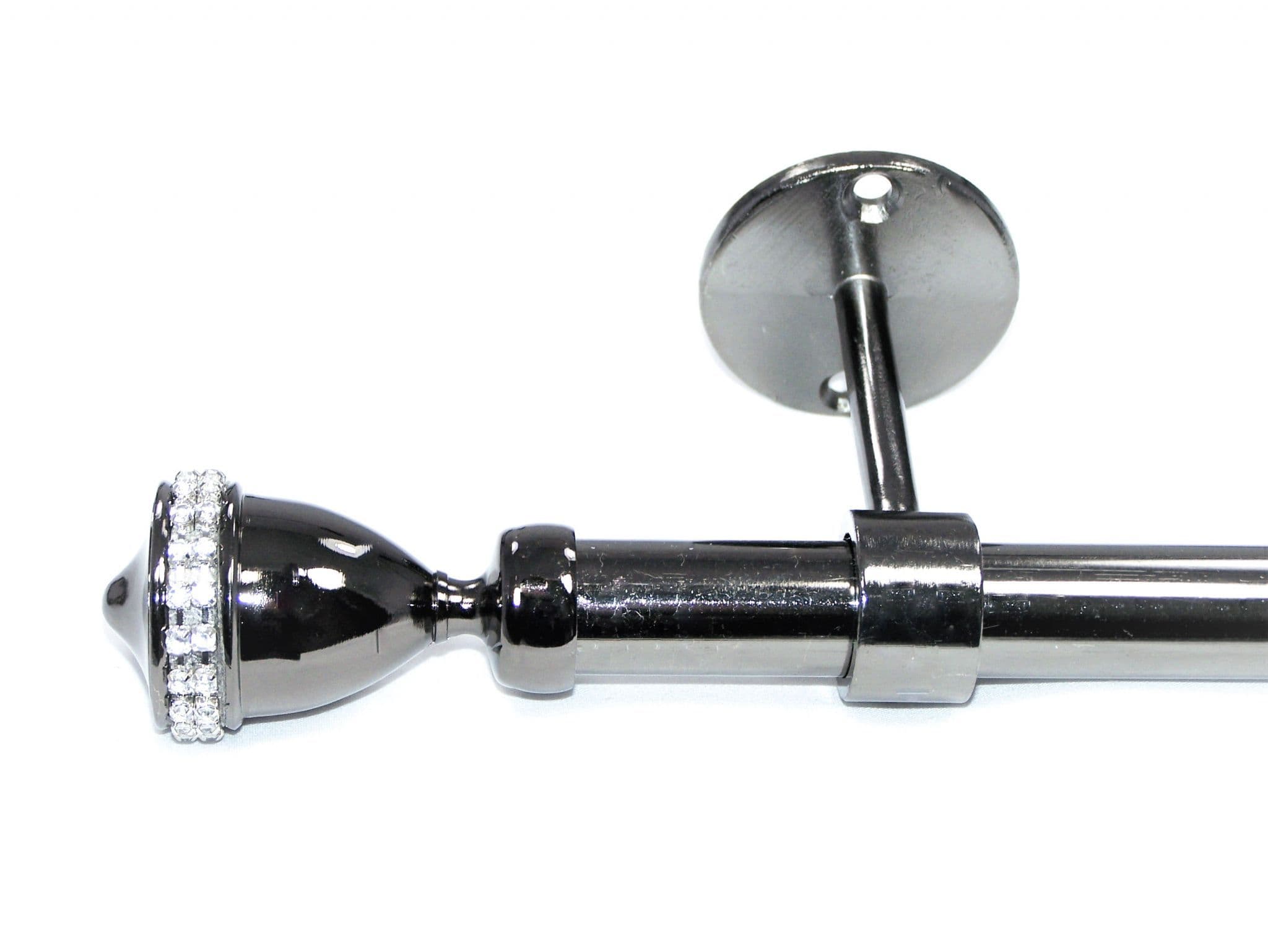 19mm Graphite Black Nickel Ceiling Eyelet Curtain Pole Diamante Trophy ...