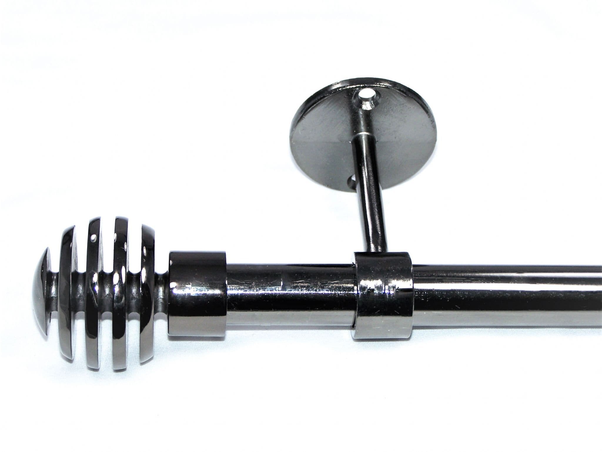 19mm Graphite Black Nickel Ceiling Eyelet Curtain Pole Sliced Ball Finials