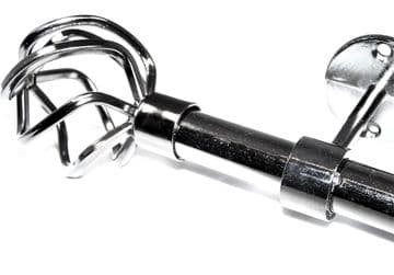 19mm Graphite Black Nickel Ceiling Eyelet Curtain Pole Twisted Cage Finials