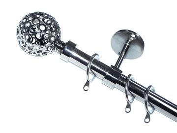 19mm Graphite Black Nickel Ceiling Pole Circle Ball Finials Glider Rings