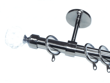 19mm Graphite Black Nickel Ceiling Pole Crystal Ball Finials Glider Rings