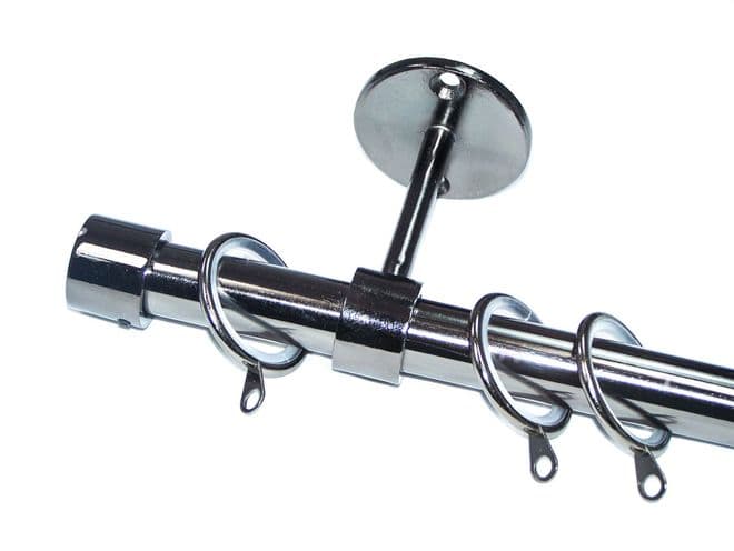 19mm Graphite Black Nickel Ceiling Pole End Cap Finials Glider Rings
