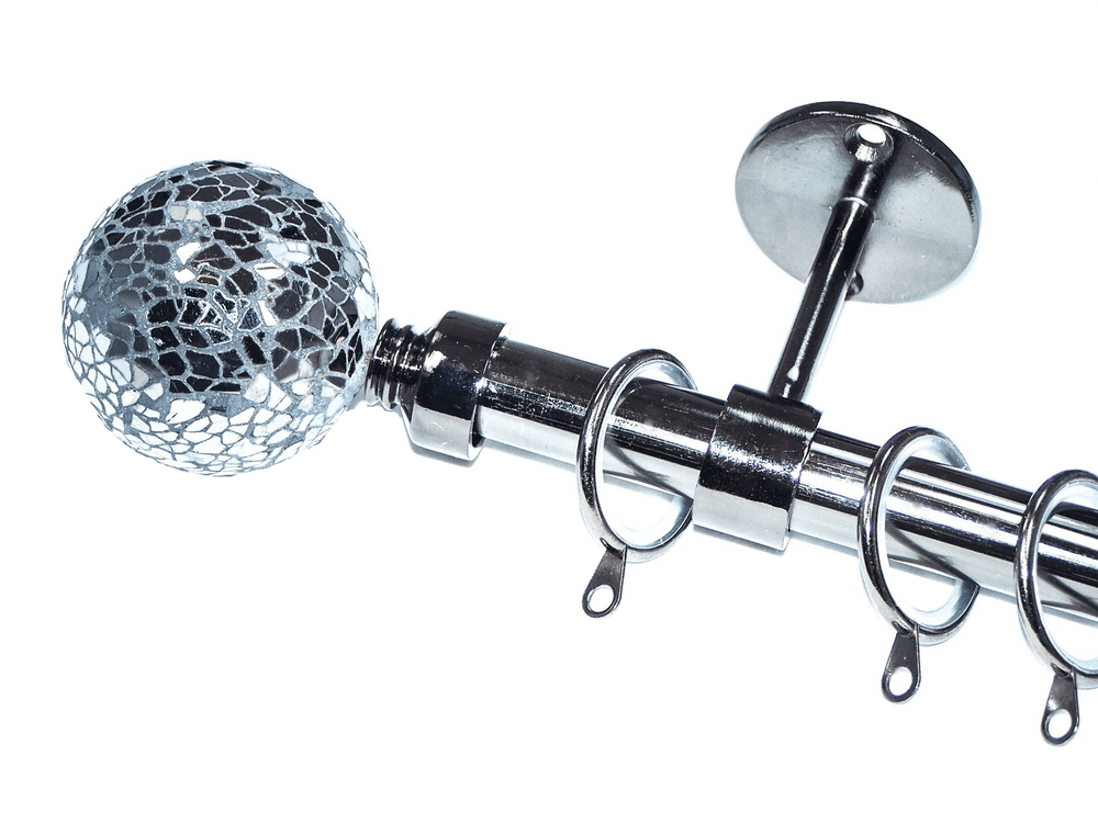 19mm Graphite Black Nickel Ceiling Pole Mosaic ball Finials Glider Rings