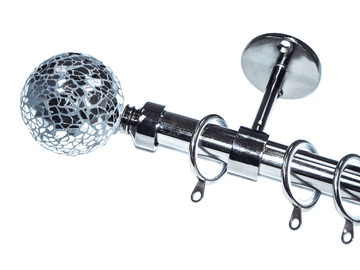 19mm Graphite Black Nickel Ceiling Pole Mosaic ball Finials Glider Rings