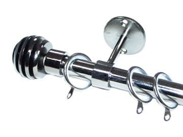 19mm Graphite Black Nickel Ceiling Pole Sliced Ball Finials Glider Rings