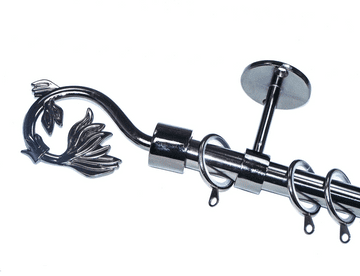 19mm Graphite Black Nickel Ceiling Pole Swirl Leaf Finials Glider Rings