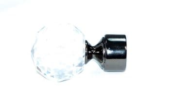 19mm Graphite Black Nickel Crystal Ball Curtain Pole Finials