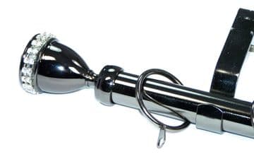 19mm Graphite Black Nickel Curtain Pole Diamante Trophy Finials
