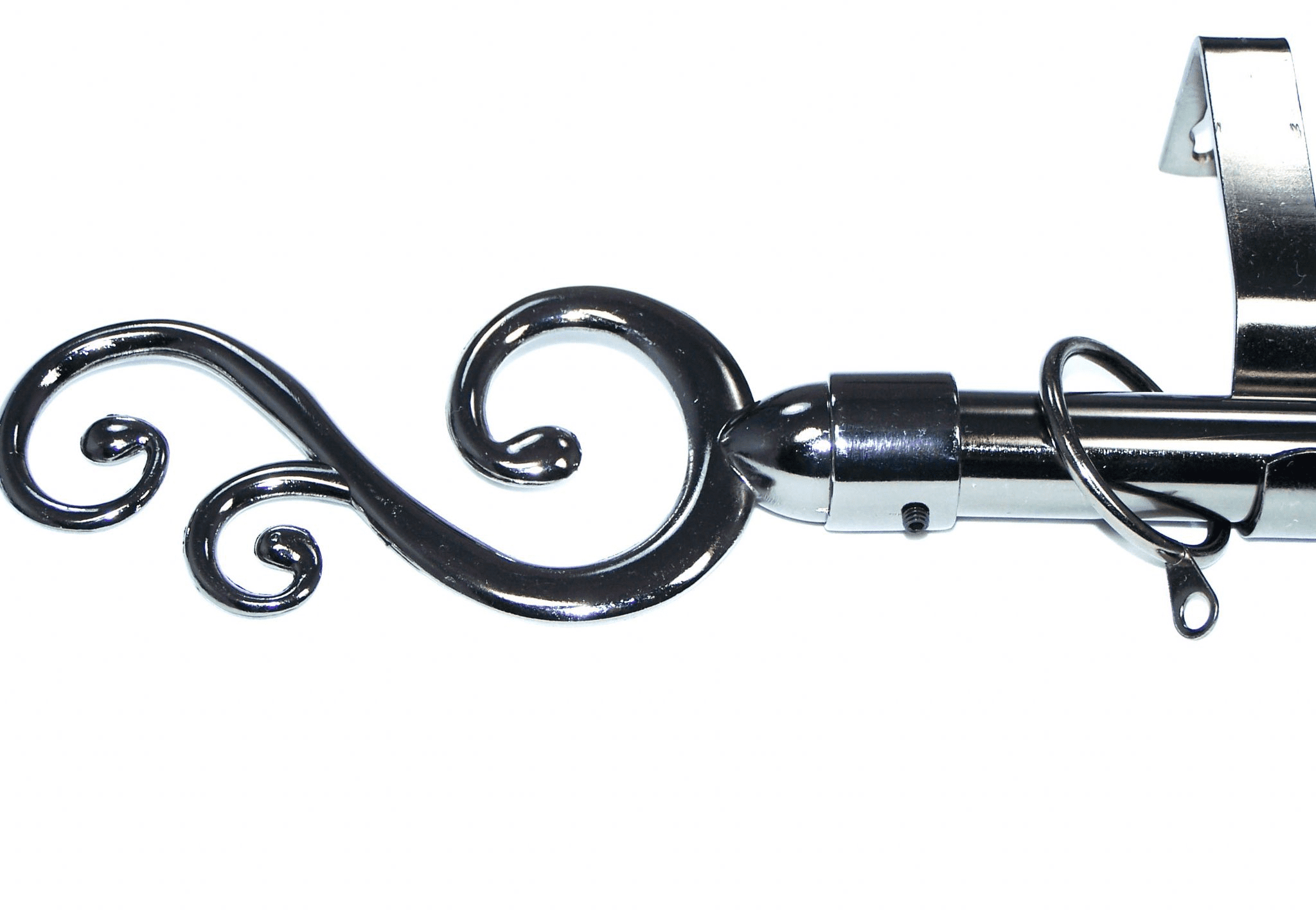 19mm Graphite Black Nickel Curtain Pole Swirl Finials