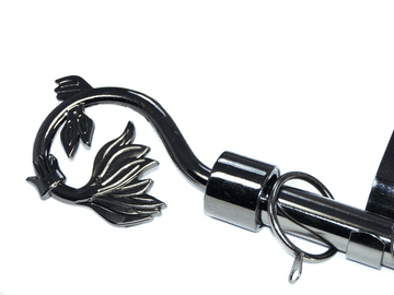 19mm Graphite Black Nickel Curtain Pole Swirl Leaf Finials