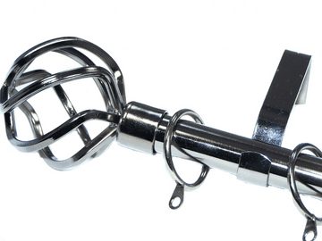 19mm Graphite Black Nickel Curtain Pole Twisted Cage Finials