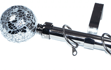 19mm Graphite Black Nickel Pole Black Mosaic Ball Finials