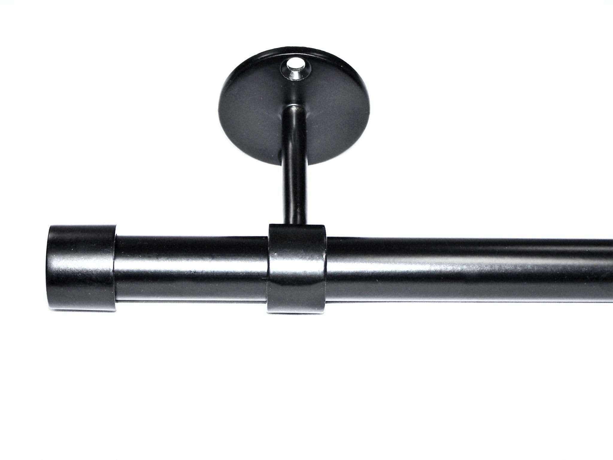 19mm Matt Black Ceiling Eyelet Curtain Pole End Cap Finials