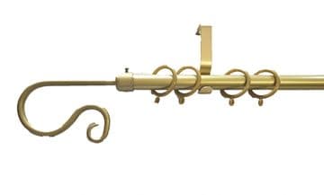 19mm Matt Gold Curtain Pole with Large Swirl Finials 3m 300cm