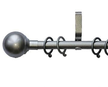 19mm Matt Silver Curtain Pole w ith Ball Finials 3m 300cm