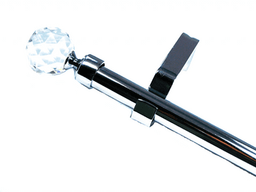 19mm Polished Chrome Eyelet Curtain Pole Crystal Ball Finials