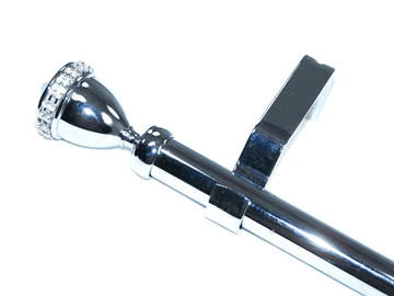 19mm Polished Chrome Eyelet Curtain Pole Diamante Trophy Finials