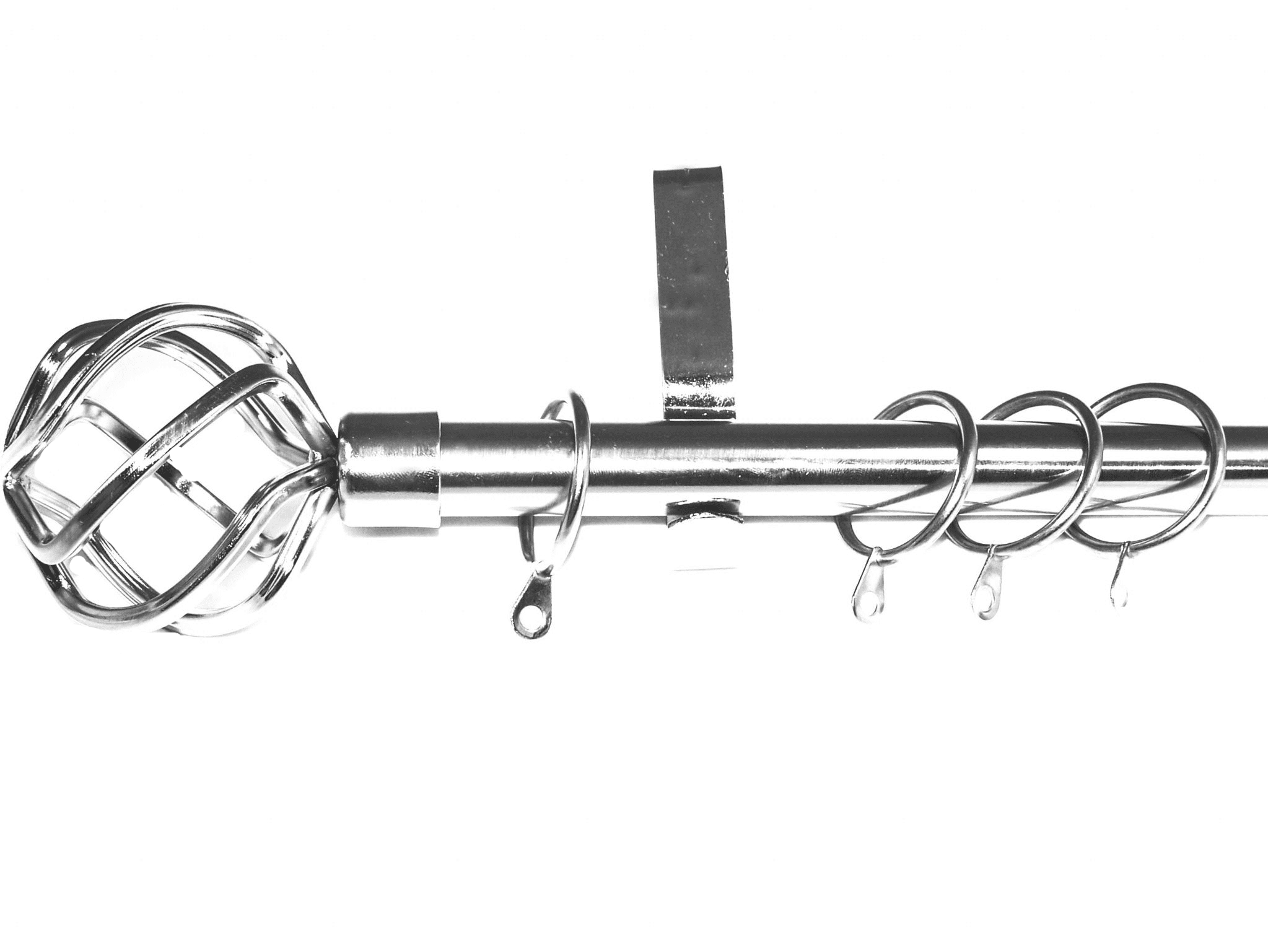 19mm Stainless Steel Ceiling Curtain Pole System Twisted Cage Finials