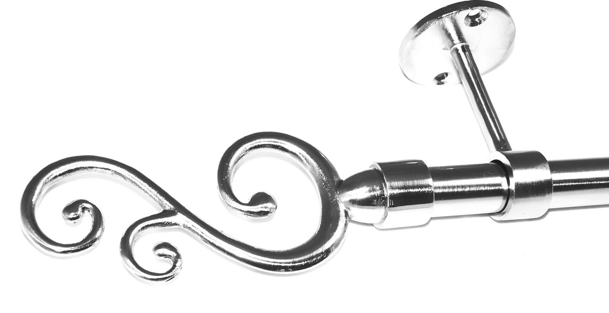 19mm Stainless Steel Ceiling Eyelet Curtain Pole System Swirl Finials