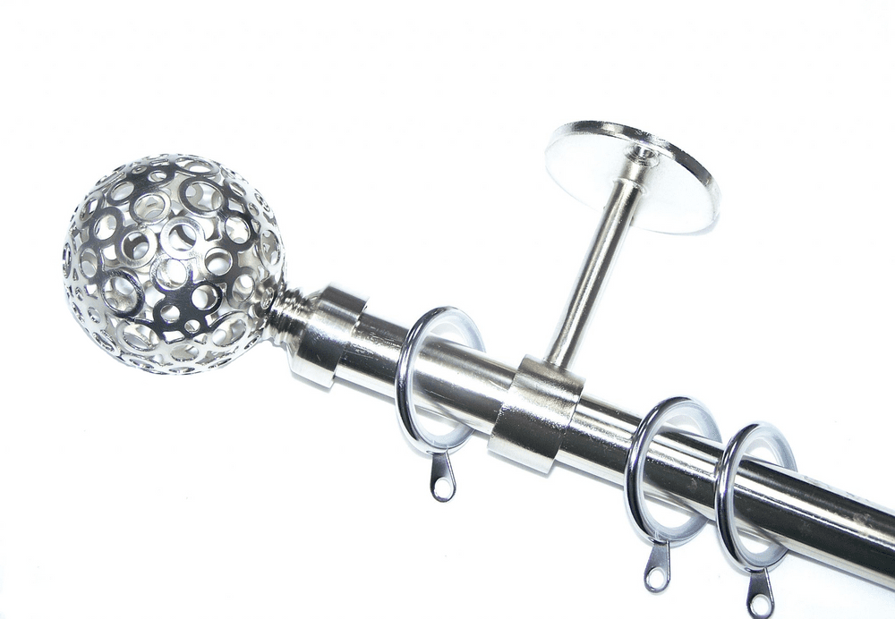19mm Stainless Steel Ceiling Pole Circle Ball Finials Glider Rings