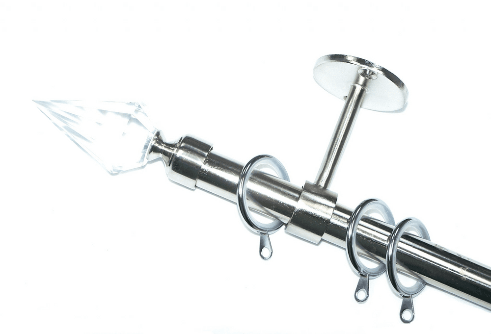 19mm Stainless Steel Ceiling Pole Crystal Spear Finials Glider Rings