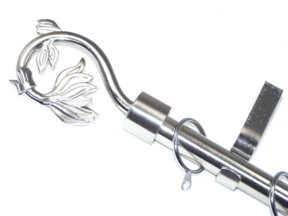 19mm Stainless Steel Curtain Pole with Spiral Leaf Finials 3 6m 4 5m 4
