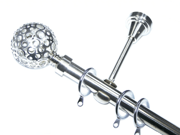 19mm Stainless Steel Designer Bracket Curtain Pole Glider Ring Circle Ball Finial 1.2m 1.5m 2.4m 3m