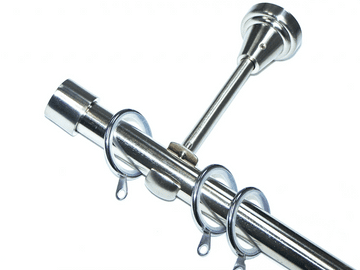19mm Stainless Steel Designer Bracket Curtain Pole Glider Rings & End Cap  Finials 1.2m 1.5m 2.4m 3m