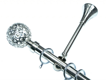 19mm Stainless Steel Designer Extra Deep Pole Glider Rings Circle Ball Finials 1.2m 1.5m 2.4m 3m