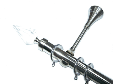 19mm Stainless Steel Designer Extra Deep Pole Glider Rings Crystal Spear Finials 1.2m 1.5m 2.4m 3m
