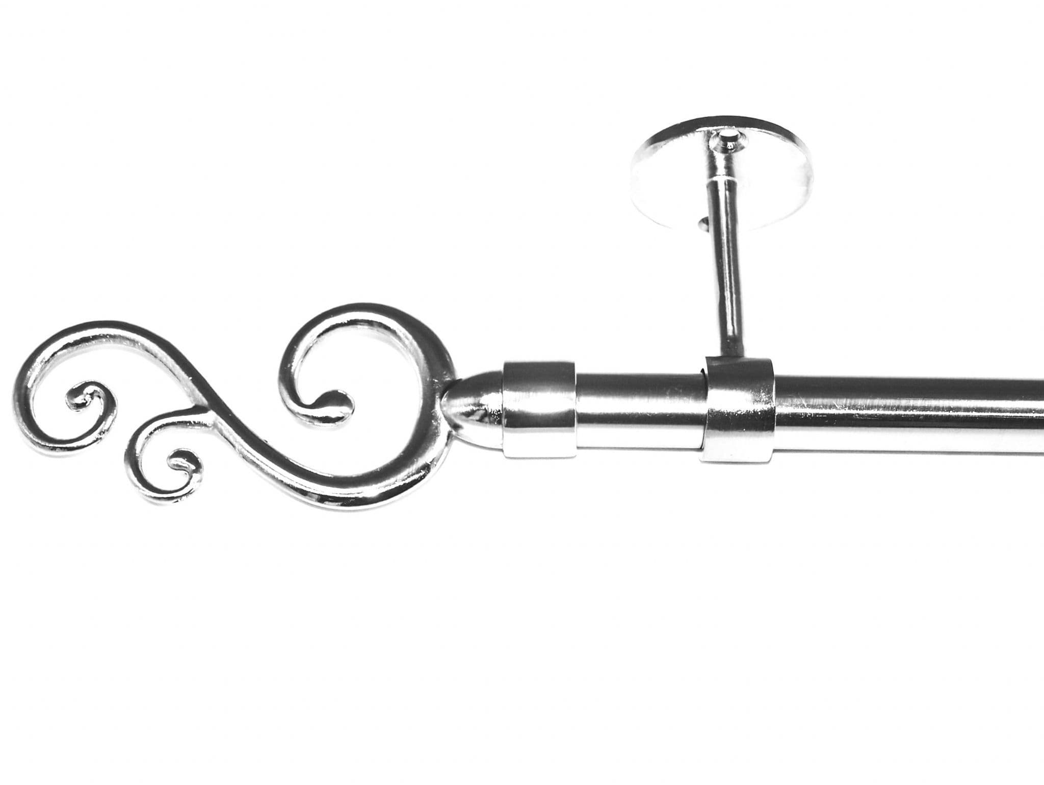 19mm Stainless Steel Eyelet Ceiling Curtain Pole System Swirl Finials