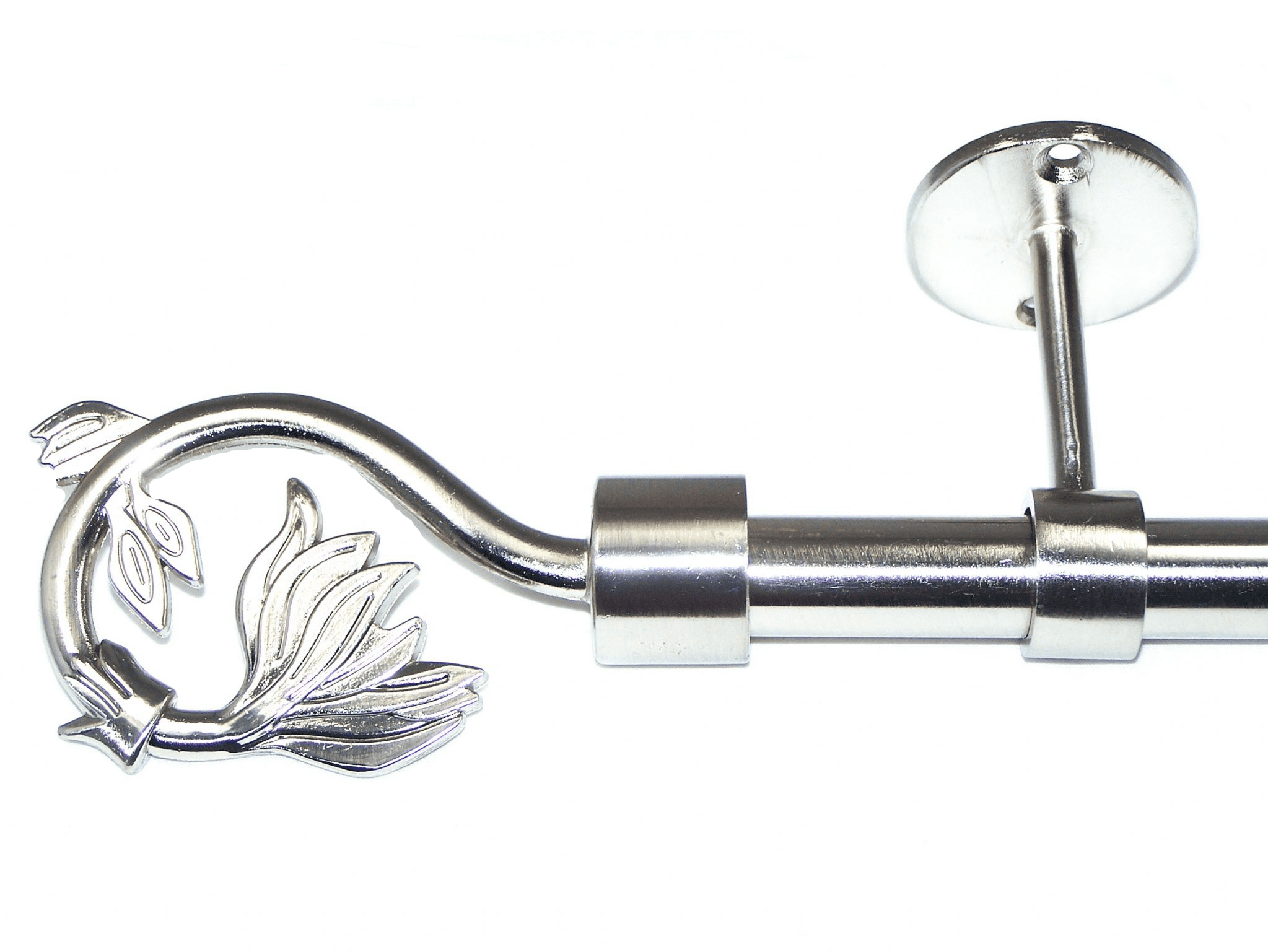 19mm Stainless Steel Eyelet Ceiling Pole Swirl Leaf Finials
