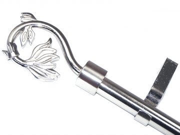 19mm Stainless Steel Eyelet Curtain Pole System Swirl Leaf Finials