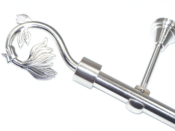 19mm Stainless Steel Eyelet Designer Pole with Swirl Leaf Finials 1.2m 1.5m 2.4m 3m