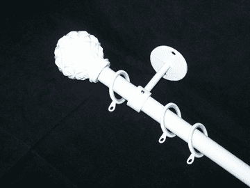 19mm White Ceiling Pole Abstract Ball Finials Glider Rings