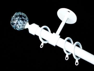 19mm White Ceiling Pole Crystal Ball Finials Glider Rings