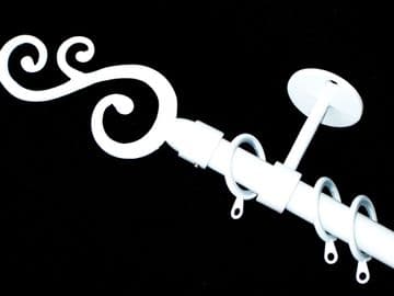 19mm White Ceiling Pole Swirl Finials Glider Rings