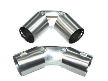 2 x brushed nickel s/steel silver bay window curtain pole corner joint bend 35mm