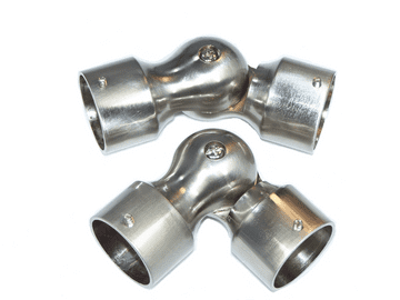 2 x Satin Nickel S/Steel Silver Bay Window Curtain Pole Corner Joint Elbow 35mm