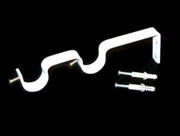 25/25mm Gloss White Double Layer Curtain Pole Wall Bracket 1 2 3
