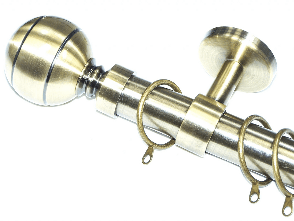 25/28mm Antique Brass 1 2m - 2 1m Extendable Ceiling Pole Ribbed Ball ...