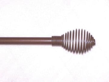 25/28mm Extendable Chocolate Brown Curtain Pole w Large Spring Spear Finials 3m