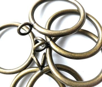 25mm - 28mm Antique Brass Curtain Rings with Fixed Circle Hoop