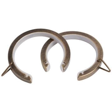 25mm - 28mm Antique Brass Flat Metal Bay Window Glider Passing Curtain Pole Rings C Type